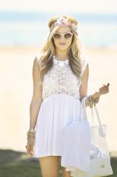 Cali Palm Beach: Bow Headband, Crocheted Mini, Rose Sunnies