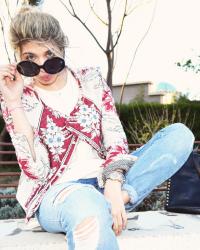 printed quilted cardigan