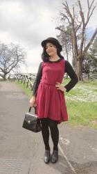 Burgundy H&M dress with peter pan collar