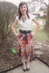 Floral Midi and Bare Legs