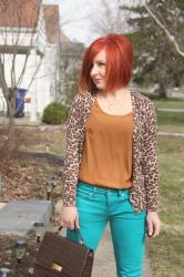 Cute Outfit of the Day: Turquoise and Leopard