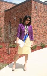 Yellow Dress and Purple Blazer