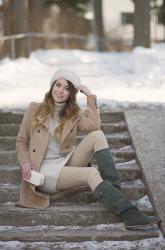 Camel coat and Turtleneck 