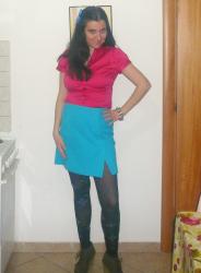 Color-block Teal and Red.