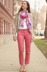 Pink Pants & A Floral Scarf!