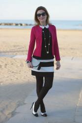 Black and white, stripes and a pop of fuchsia