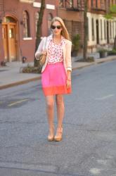 West Village Pink | Karen Kane Top + J. Crew Factory Skirt