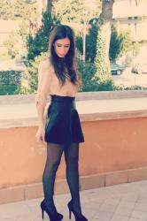 Leather skirt & Bluse