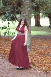 MsDressy Review:  Running through the Kauri with my new claret coloured love...