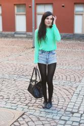 Neon green cardigan