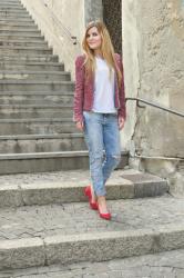 Veste tweed & boyfriend jeans