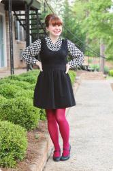 Checkerboard Print Top, Pink Tights, & a Bouffant