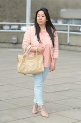 Orange Tweed + Pastel blue
