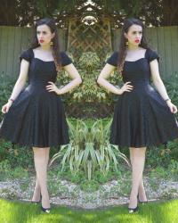 Vintage Ruched Shoulder 'Betty D' Dress / Chanel Earrings