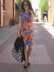 J.Crew Painter's Floral Dress & Anthropologie Crosshatch Satchel