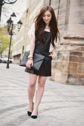 leather dungaree dress 
