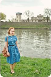 Vintage blue dress and springtime in Kraków