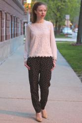 Polka Dot Pajama Pants and Lace