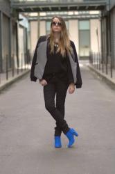 Le look hivernal en été ou mes petites boots bleutés et cloutées