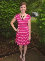 Pink and White Striped Dress