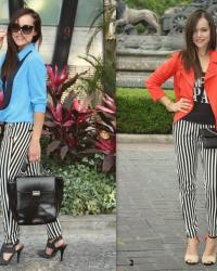 Same striped pants, different outfit!