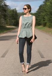 {Homemade} Green peplum top and my favorite sandals!