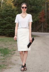White leather pencil skirt  {thrifted find!}
