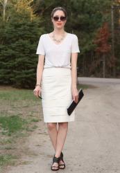 White leather pencil skirt {thrifted find!}