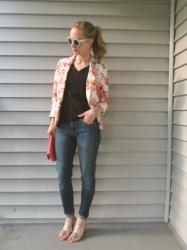 Floral Blazer and “Bankle” Jeans