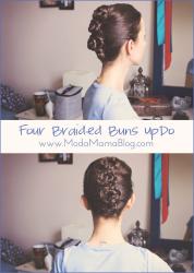 Hair Tutorial:  Four Braided Buns