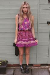 minkpink dress & chunky boots