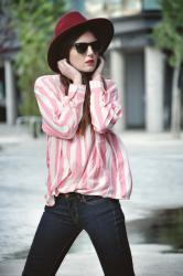  White and Soft Pink Stripes