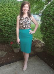 Leopard Top and Emerald Pencil Skirt