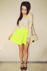 neon skirt & lace