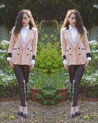 Double Breasted Blazer / Scalloped Collar Shirt / Pointed Shoes
