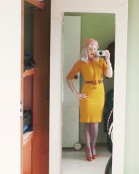 mustard and pale pink