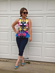 Bright Tropical Peplum Top