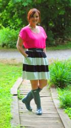Pink, Stripes, and Rain Boots