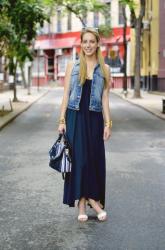 CITY STYLE | Maxi Dress + Denim Vest