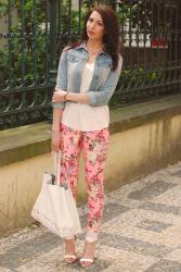 neon flower pants