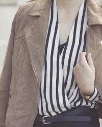 striped wrap blouse