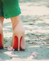 Seeing Red: Draped Shirt and Christian Louboutin Heels