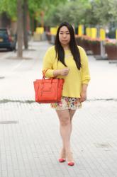 Yellow Blouse and Floral Shorts 