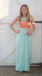 Look What I Got: Coral & Mint Maxi Dress