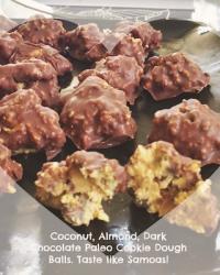 Coconut, Almond, Dark Chocolate Paleo Cookie Dough Balls! {carbless Samoas} 