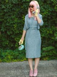 1950's Saks Fifth Avenue Blue Dress for sale at Paulie Antiques!