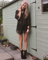 shirt dress & floral head band