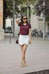 white skort & burgundy tee