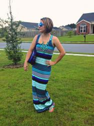 Blue Striped Maxi Dress