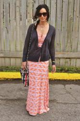 geometric print maxi dress